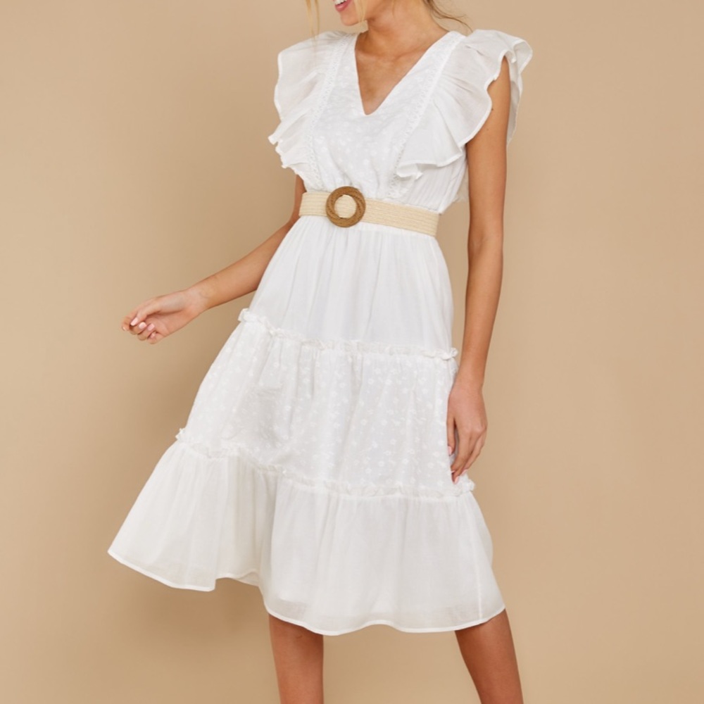 White Summer Midi Dress - Red Dress Boutique